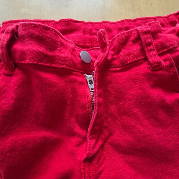 Womens Red Cut Off Size XL Denim Jean Shorts Shein Extra Large - Picture 3 of 6